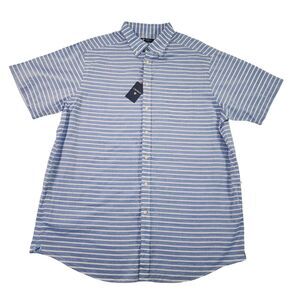 Cremieux Classics Mens Short Sleeve Button Up Shirt Size 2XT Blue Stripes NWT